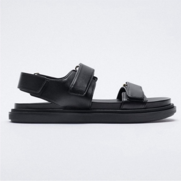 Zara Black Strap Sandals size 38 - Picture 5 of 8